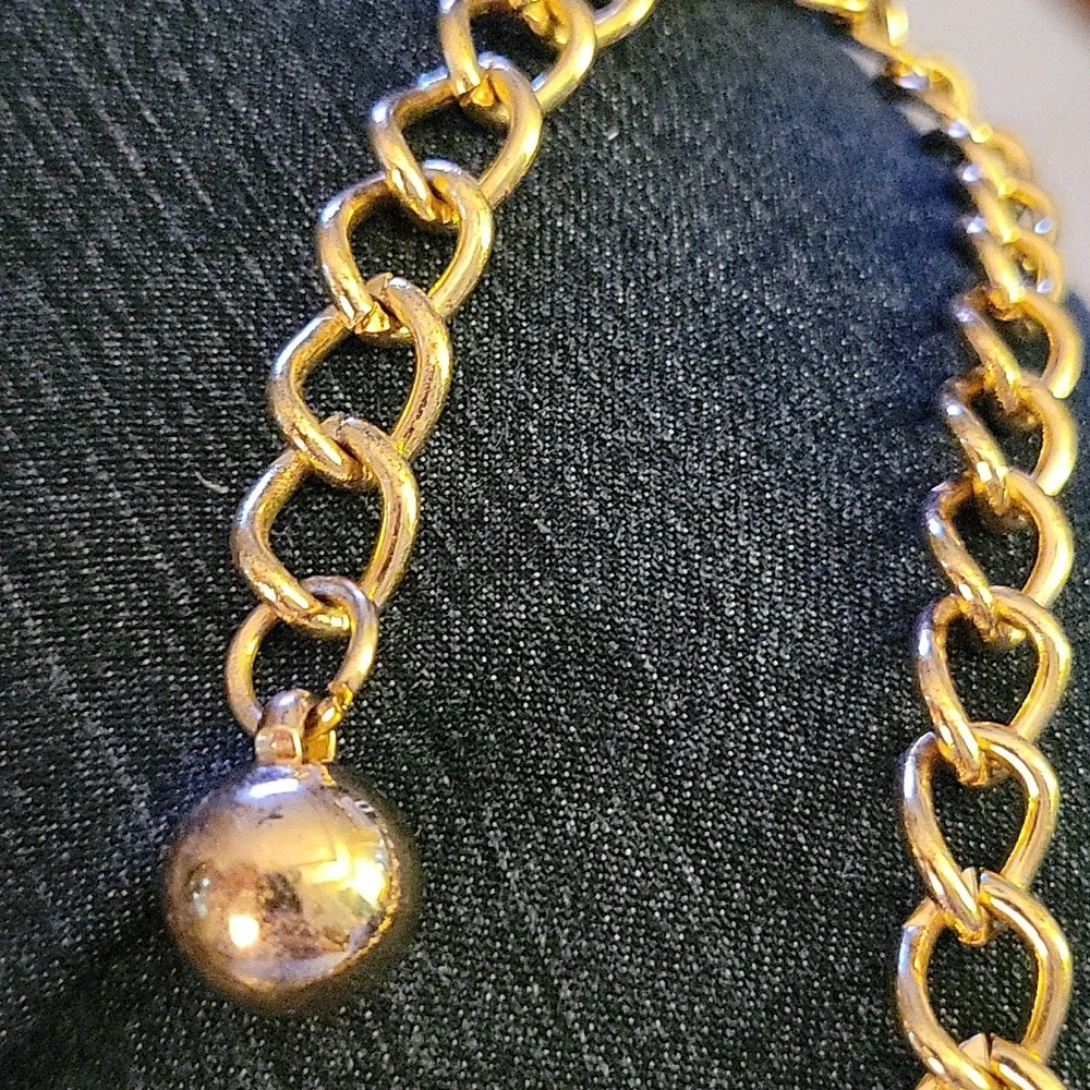 Apt.9 gold & light blue metal chain belt adjustable Size M/L. NEW with tags